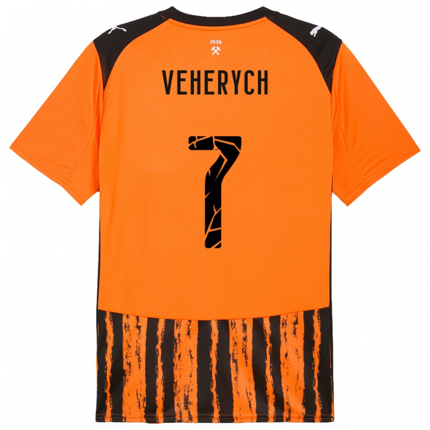 ילדים Nadiia Veherych #7 כתום שחור ג'רזי ביתית 2025/26 חולצה קצרה