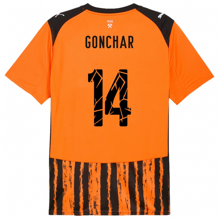 ילדים Maksym Gonchar #14 כתום שחור ג'רזי ביתית 2025/26 חולצה קצרה