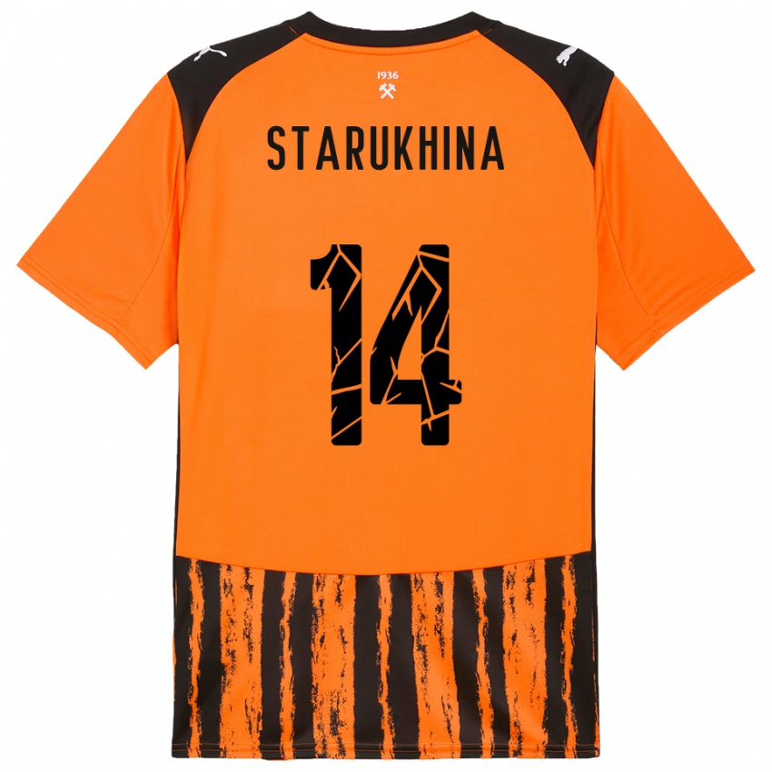 ילדים Alina Starukhina #14 כתום שחור ג'רזי ביתית 2025/26 חולצה קצרה