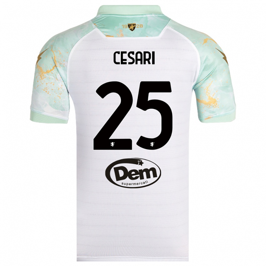 ילדים ניקולו סזארי #25 לבן שחור הרחק ג'רזי 2025/26 חולצה קצרה