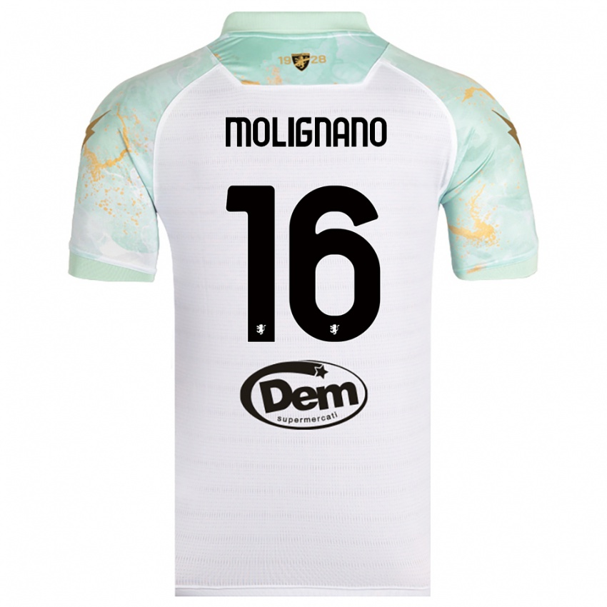 ילדים Gaetano Molignano #16 לבן שחור הרחק ג'רזי 2025/26 חולצה קצרה