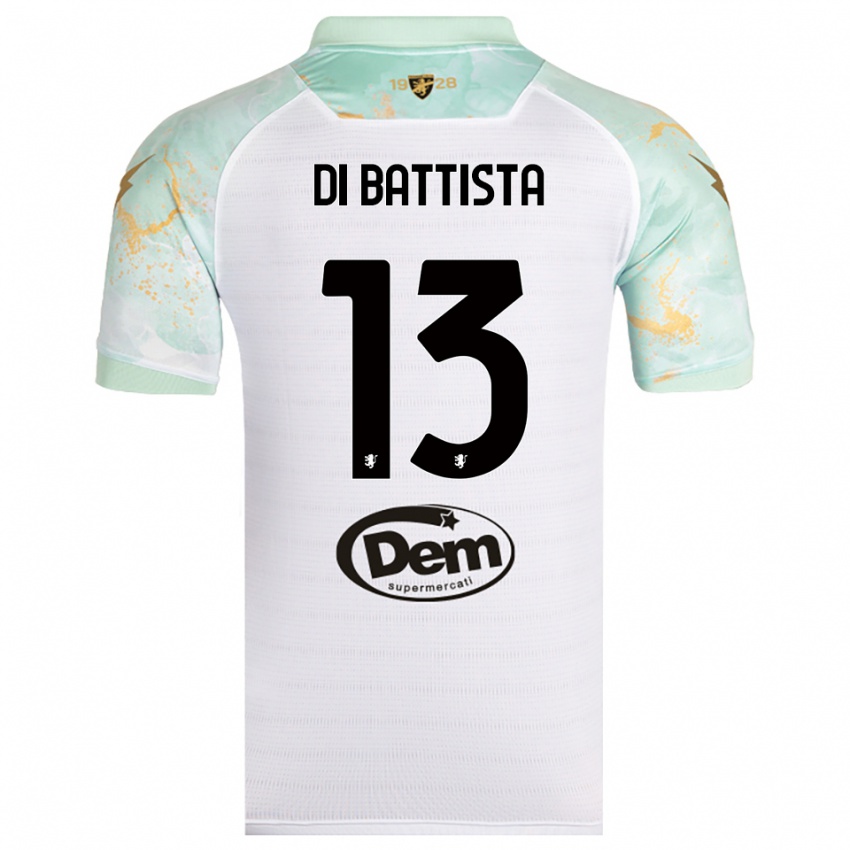 ילדים Cristiano Di Battista #13 לבן שחור הרחק ג'רזי 2025/26 חולצה קצרה