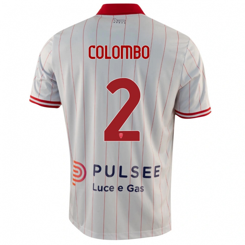 ילדים Davide Colombo #2 לבן אדום כחול הרחק ג'רזי 2025/26 חולצה קצרה