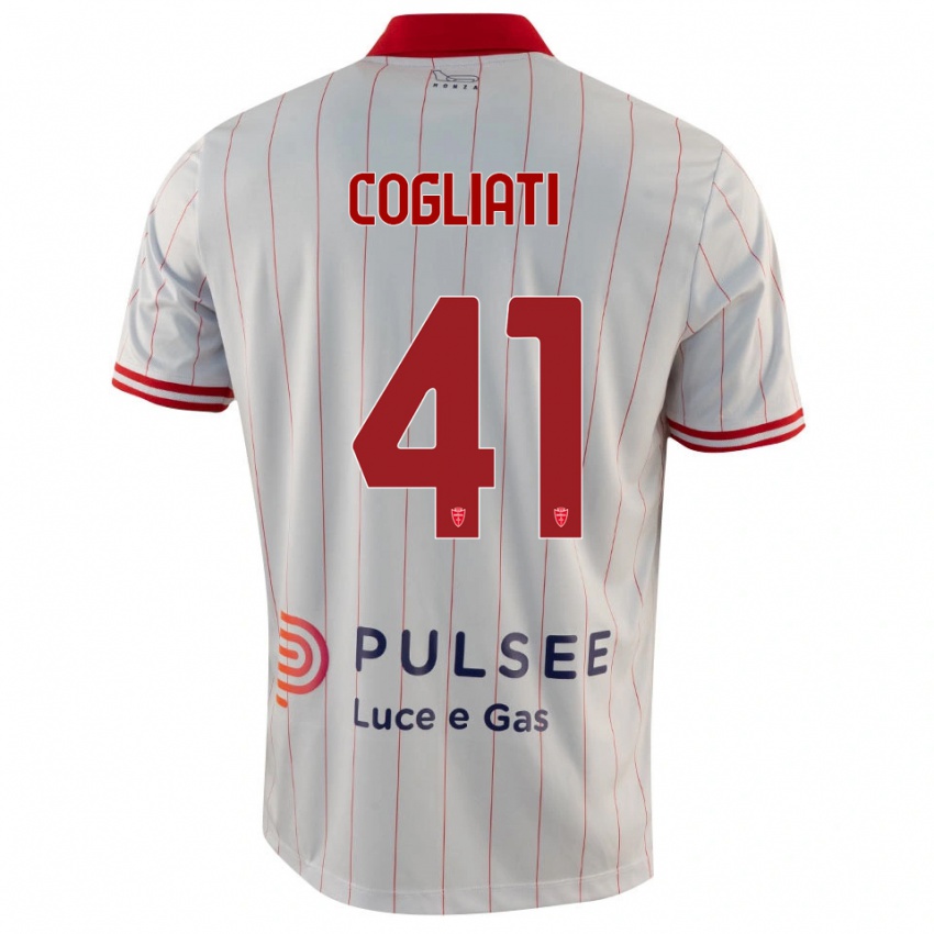ילדים Andrea Cogliati #41 לבן אדום כחול הרחק ג'רזי 2025/26 חולצה קצרה