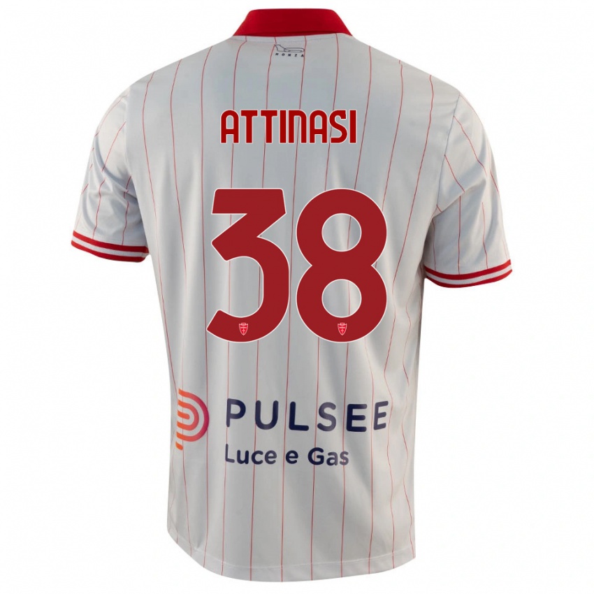 ילדים Mattia Attinasi #38 לבן אדום כחול הרחק ג'רזי 2025/26 חולצה קצרה