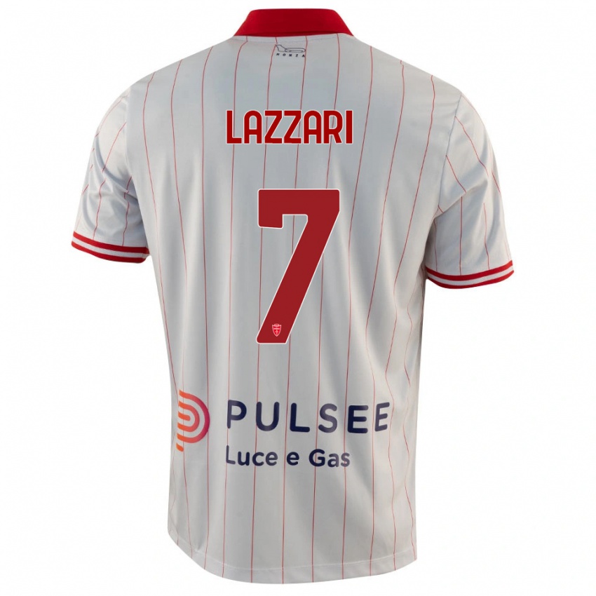 ילדים Matteo Lazzari #7 לבן אדום כחול הרחק ג'רזי 2025/26 חולצה קצרה