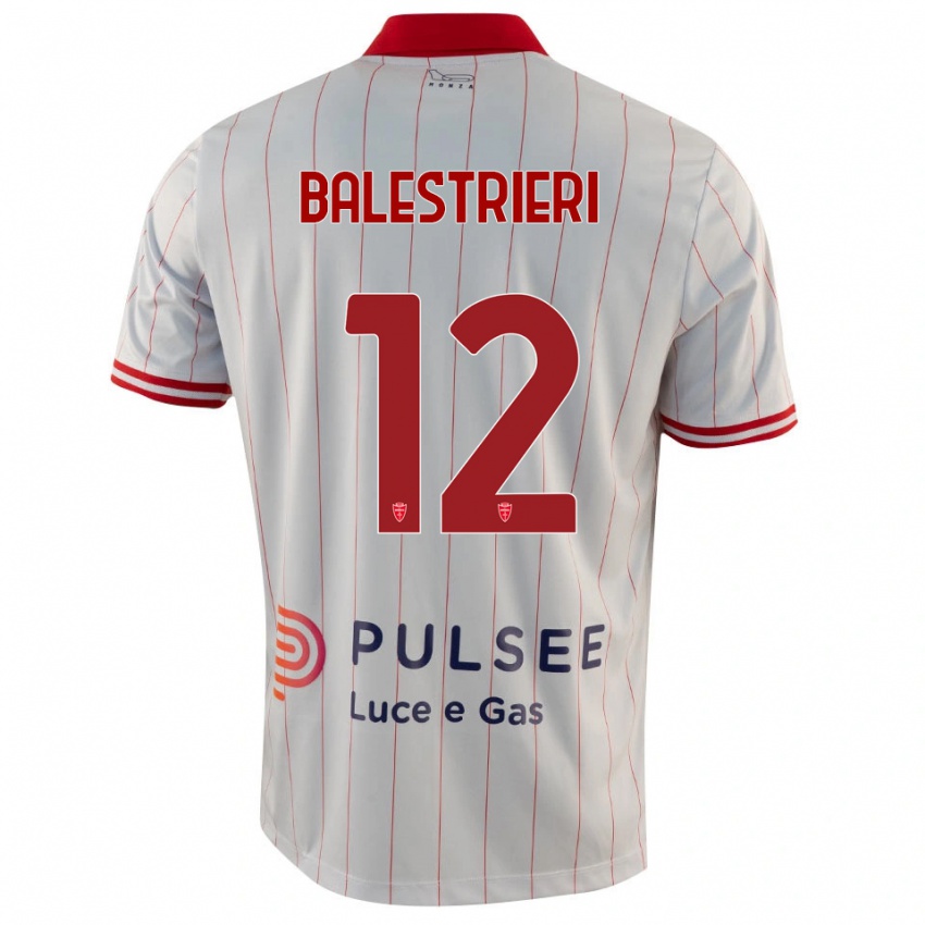 ילדים Alessandro Balestrieri #12 לבן אדום כחול הרחק ג'רזי 2025/26 חולצה קצרה