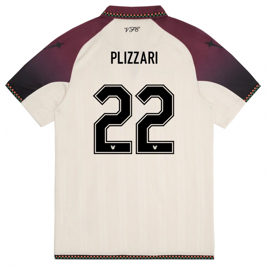 ילדים Alessandro Plizzari #22 קרם בורדו הרחק ג'רזי 2025/26 חולצה קצרה