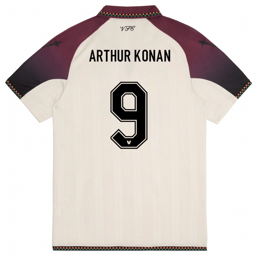 ילדים Demoye Arthur Konan #9 קרם בורדו הרחק ג'רזי 2025/26 חולצה קצרה