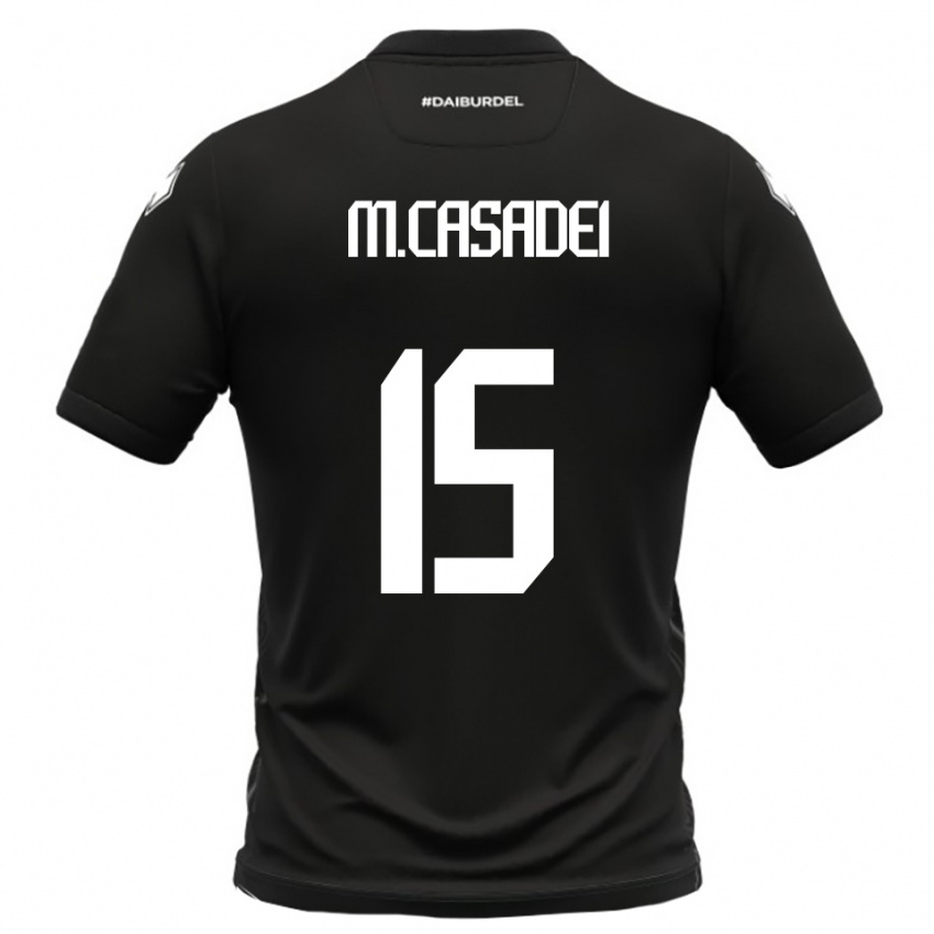 ילדים Matteo Casadei #15 שחור לבן הרחק ג'רזי 2025/26 חולצה קצרה