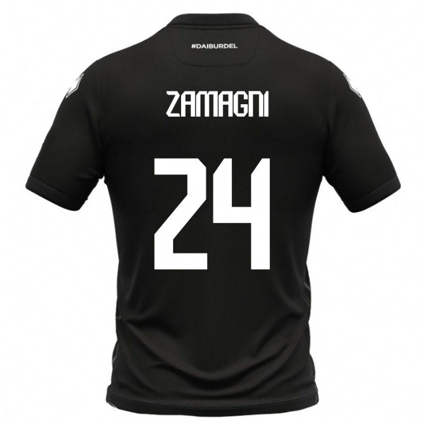 ילדים דווידה זמאני #24 שחור לבן הרחק ג'רזי 2025/26 חולצה קצרה