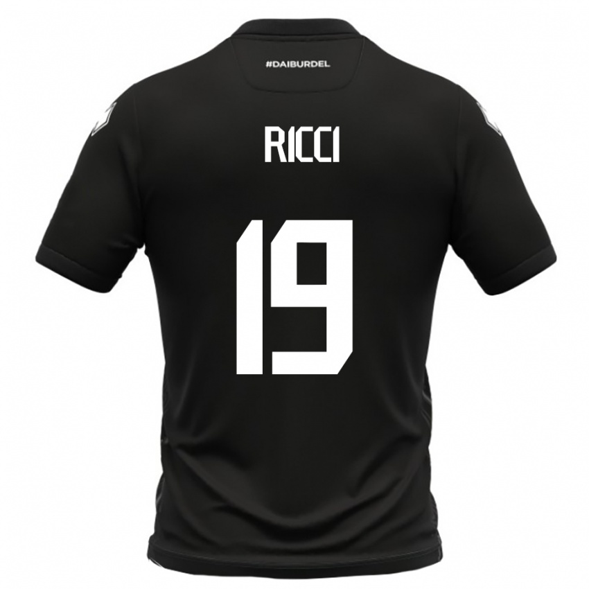 ילדים Gabriele Ricci #19 שחור לבן הרחק ג'רזי 2025/26 חולצה קצרה