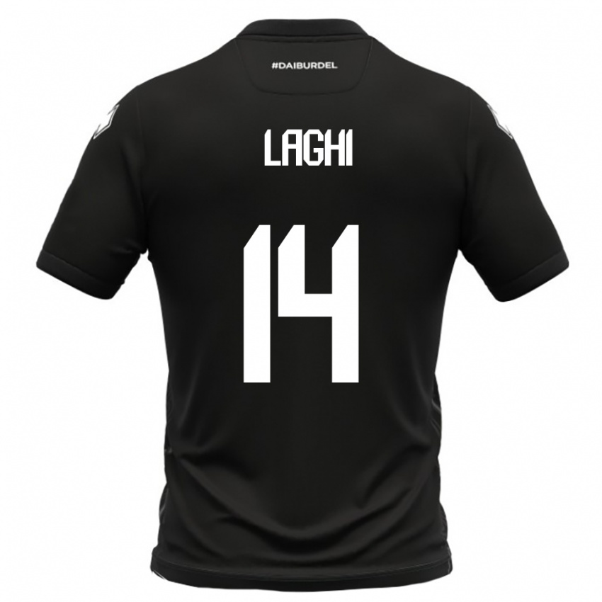 ילדים Riccardo Laghi #14 שחור לבן הרחק ג'רזי 2025/26 חולצה קצרה