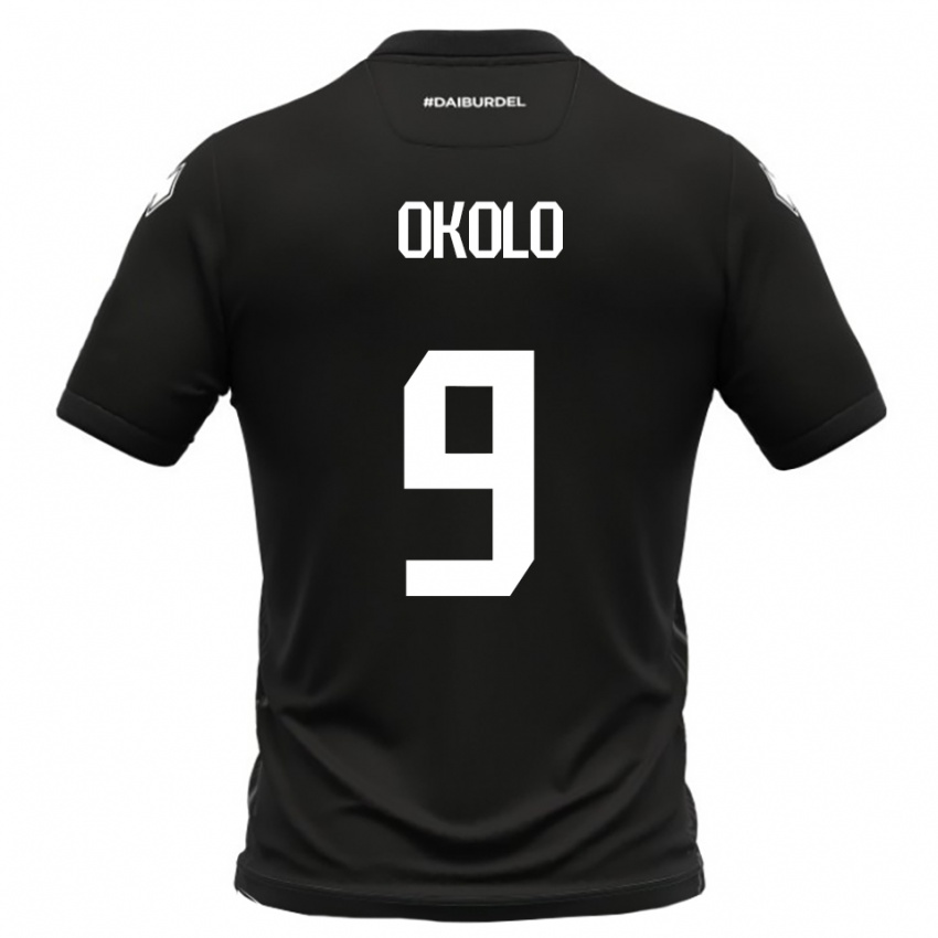 ילדים Daniel Okolo #9 שחור לבן הרחק ג'רזי 2025/26 חולצה קצרה
