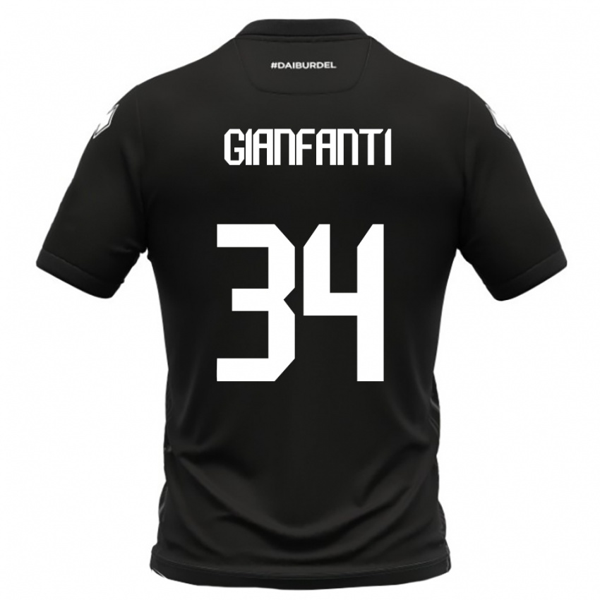 ילדים Simone Gianfanti #34 שחור לבן הרחק ג'רזי 2025/26 חולצה קצרה