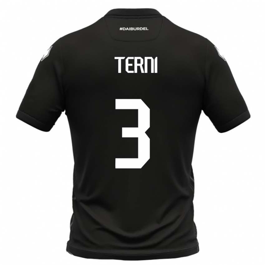 ילדים Filippo Terni #3 שחור לבן הרחק ג'רזי 2025/26 חולצה קצרה