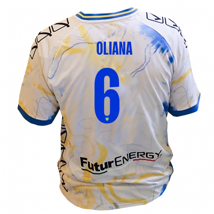 ילדים פיליפו אוליאנה #6 לבן צהוב כחול הרחק ג'רזי 2025/26 חולצה קצרה
