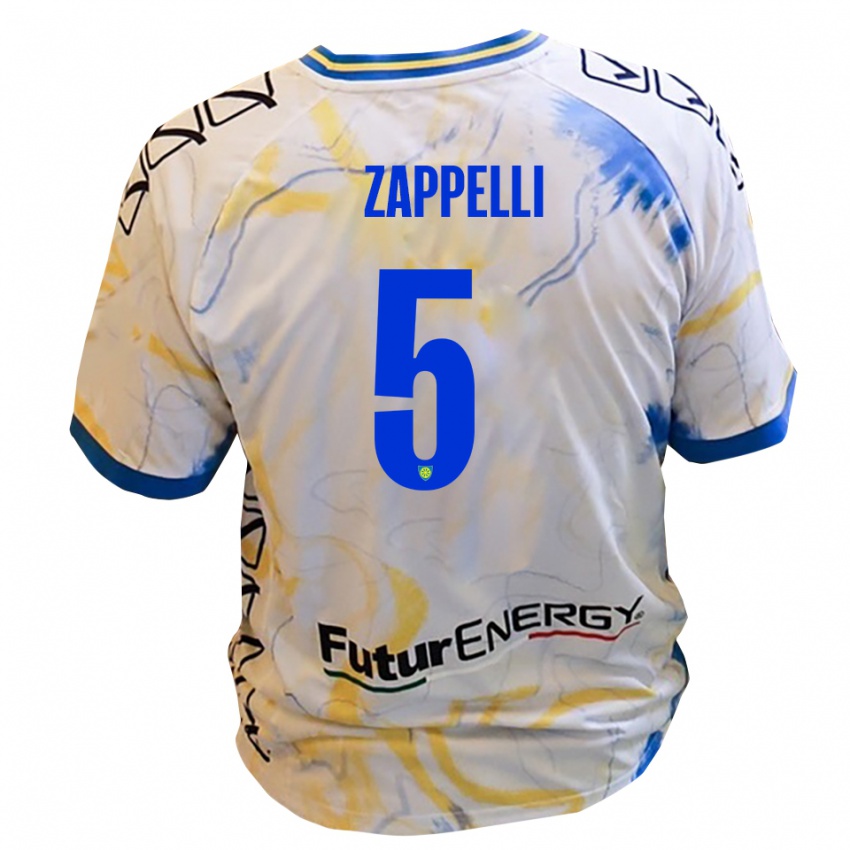 ילדים ברנארדו זאפלי #5 לבן צהוב כחול הרחק ג'רזי 2025/26 חולצה קצרה