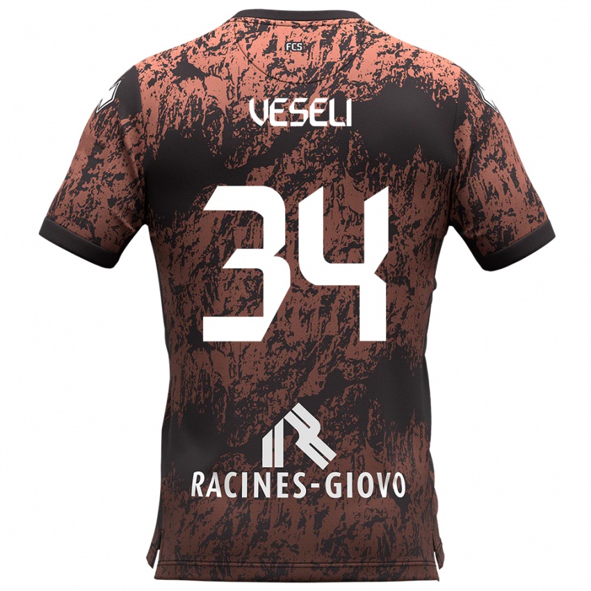 ילדים פרדריק וסלי #34 חום שחור הרחק ג'רזי 2025/26 חולצה קצרה