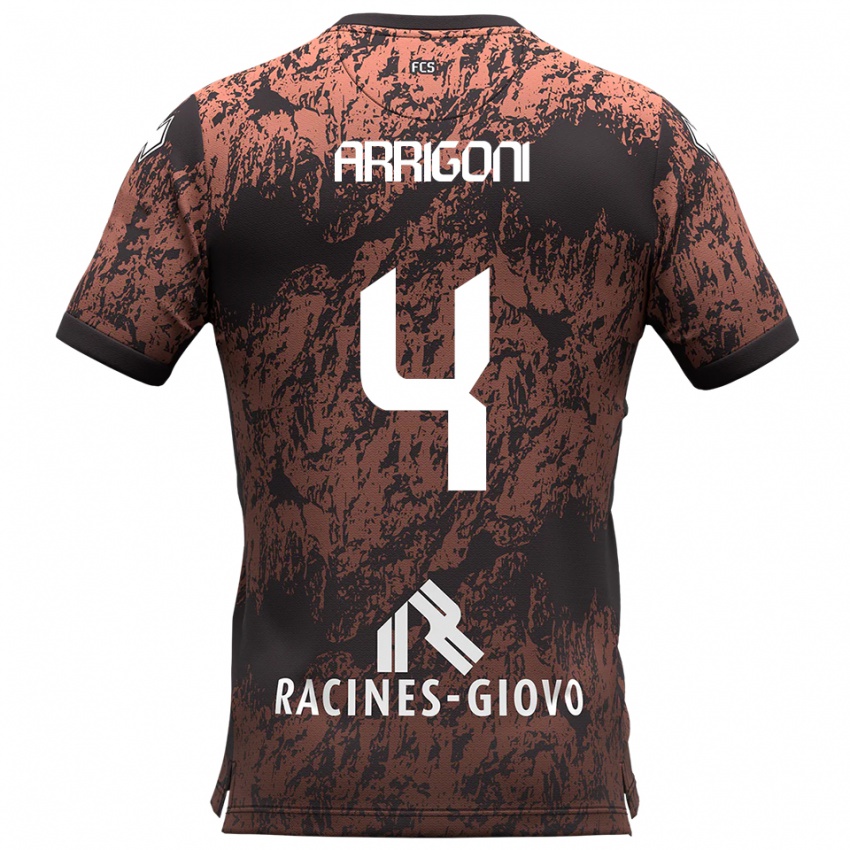 ילדים טומאסו אריגוני #4 חום שחור הרחק ג'רזי 2025/26 חולצה קצרה