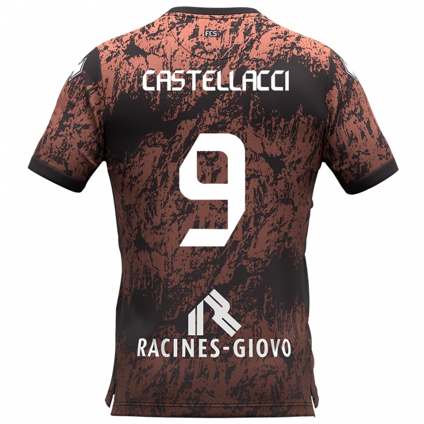 ילדים Marco Castellacci #9 חום שחור הרחק ג'רזי 2025/26 חולצה קצרה