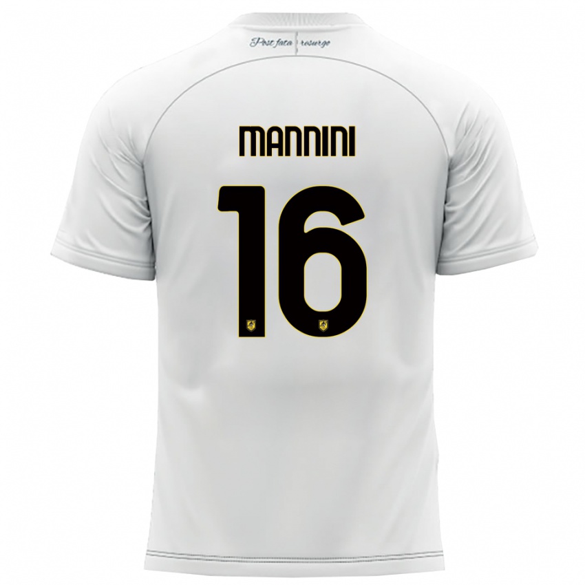 ילדים מתיה מאניני #16 לבן צהוב הרחק ג'רזי 2025/26 חולצה קצרה