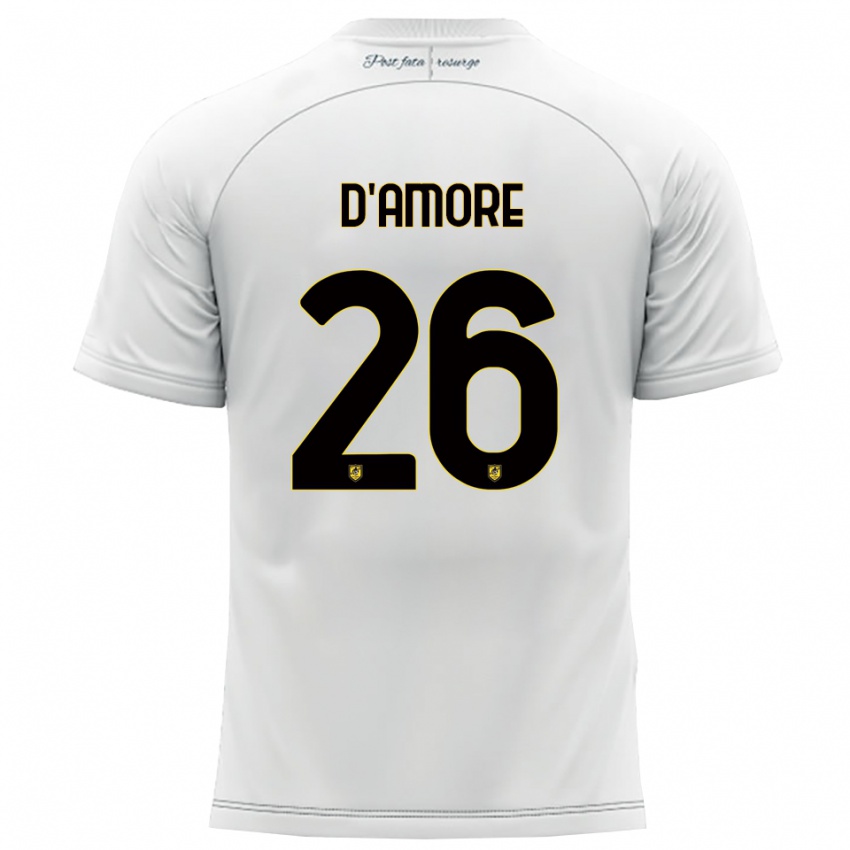 ילדים Francesco D'amore #26 לבן צהוב הרחק ג'רזי 2025/26 חולצה קצרה