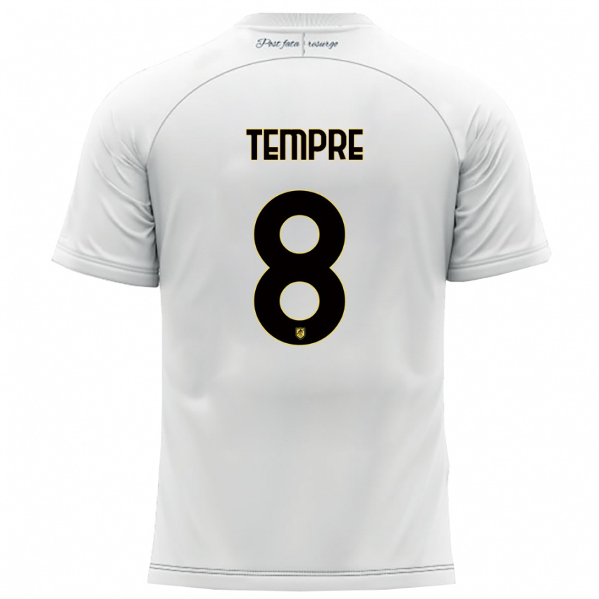 ילדים Domenico Tempre #8 לבן צהוב הרחק ג'רזי 2025/26 חולצה קצרה