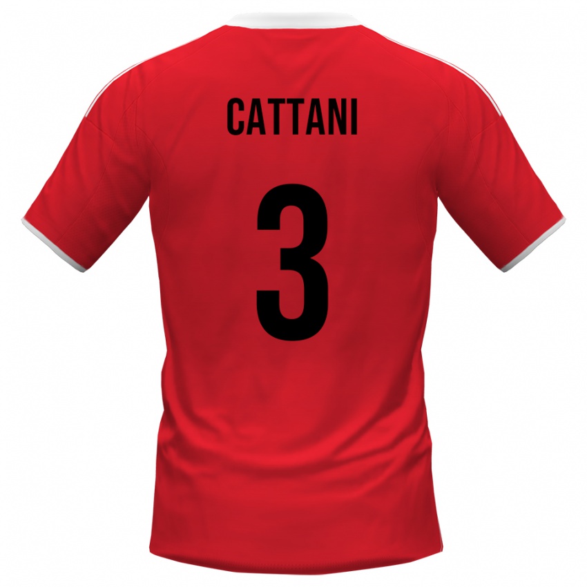 ילדים Thomas Cattani #3 אדום לבן הרחק ג'רזי 2025/26 חולצה קצרה