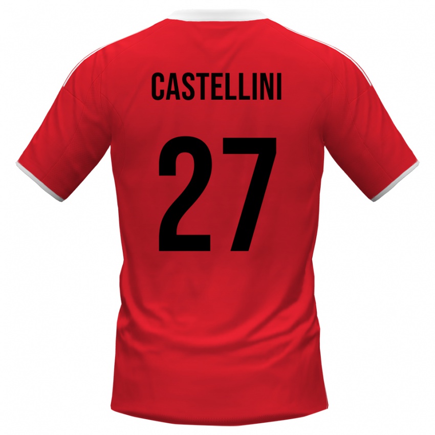 ילדים אלסיו קסטליני #27 אדום לבן הרחק ג'רזי 2025/26 חולצה קצרה