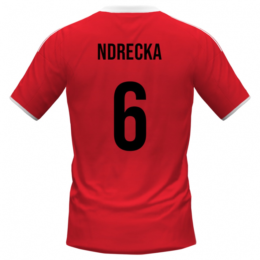 ילדים Eros Ndrecka #6 אדום לבן הרחק ג'רזי 2025/26 חולצה קצרה