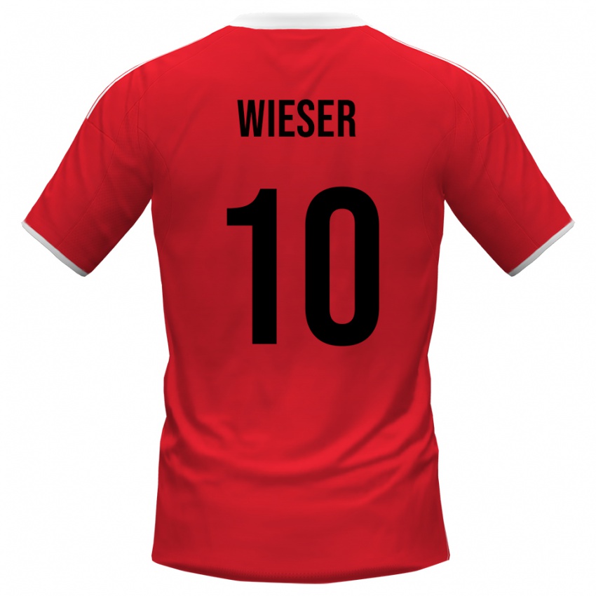 ילדים David Wieser #10 אדום לבן הרחק ג'רזי 2025/26 חולצה קצרה