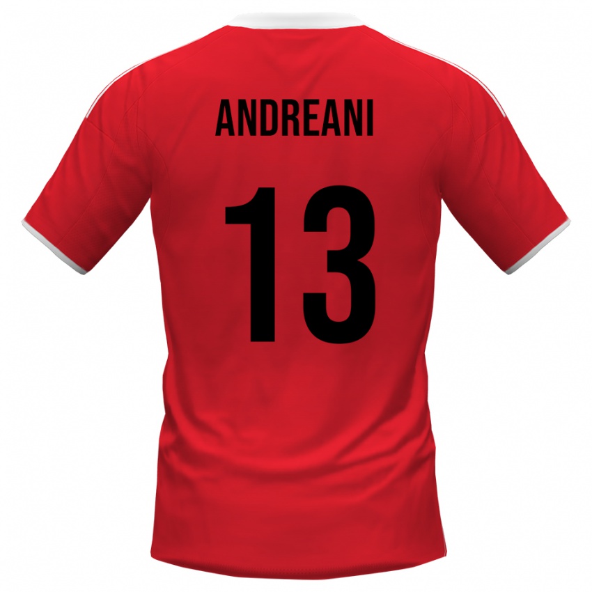 ילדים Pietro Andreani #13 אדום לבן הרחק ג'רזי 2025/26 חולצה קצרה