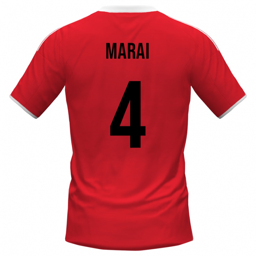 ילדים כריסטיאן מראי #4 אדום לבן הרחק ג'רזי 2025/26 חולצה קצרה