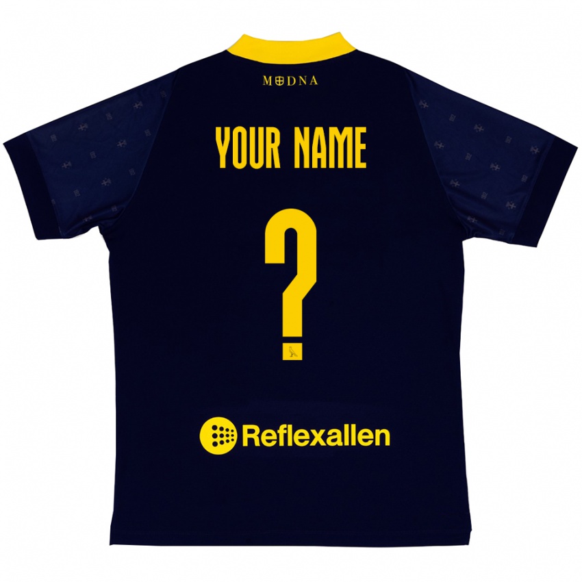 ילדים השם שלך #0 כחול נייבי צהוב הרחק ג'רזי 2025/26 חולצה קצרה