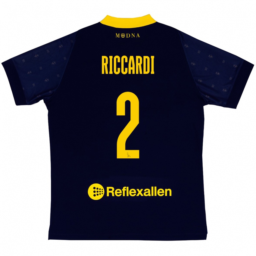 ילדים Marcello Riccardi #2 כחול נייבי צהוב הרחק ג'רזי 2025/26 חולצה קצרה