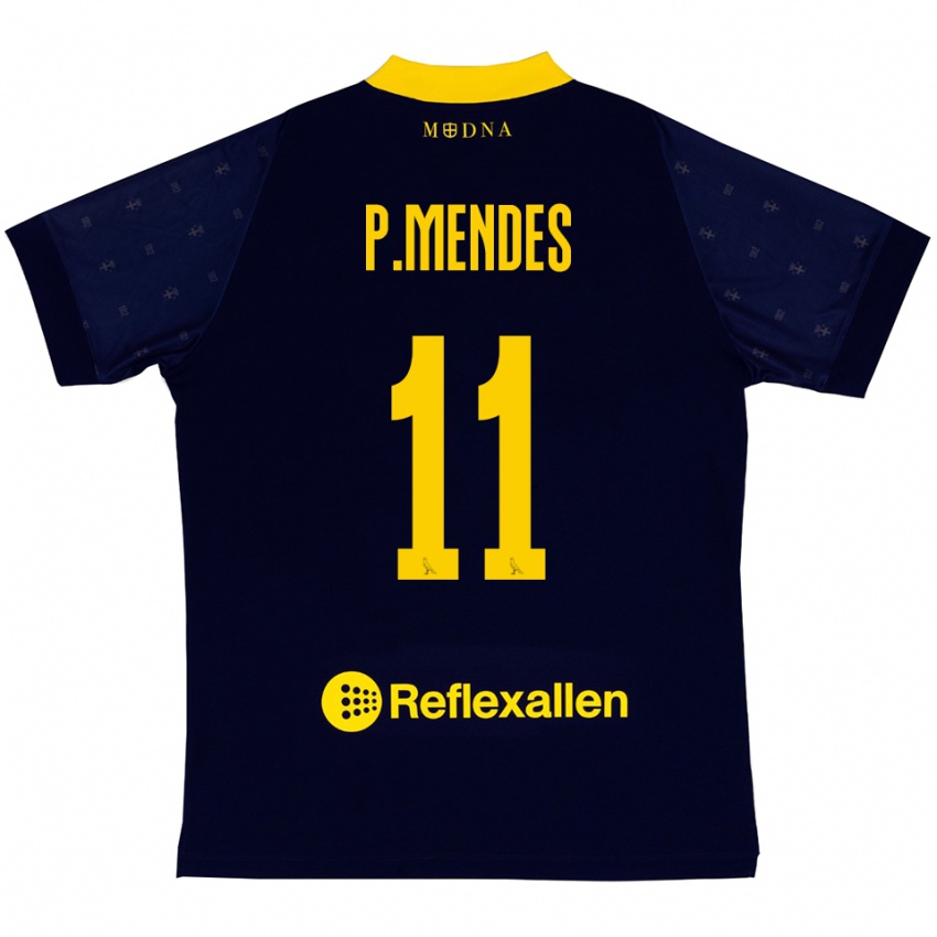ילדים פדרו מנדס #11 כחול נייבי צהוב הרחק ג'רזי 2025/26 חולצה קצרה