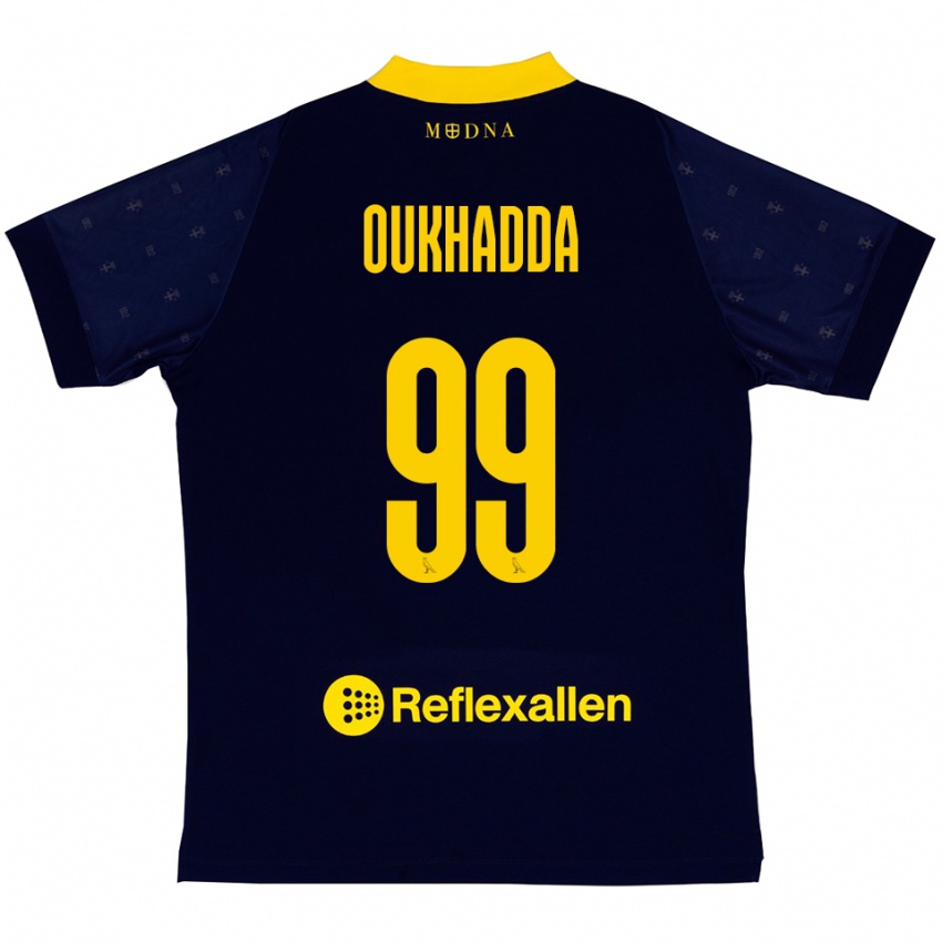 ילדים Shady Oukhadda #99 כחול נייבי צהוב הרחק ג'רזי 2025/26 חולצה קצרה