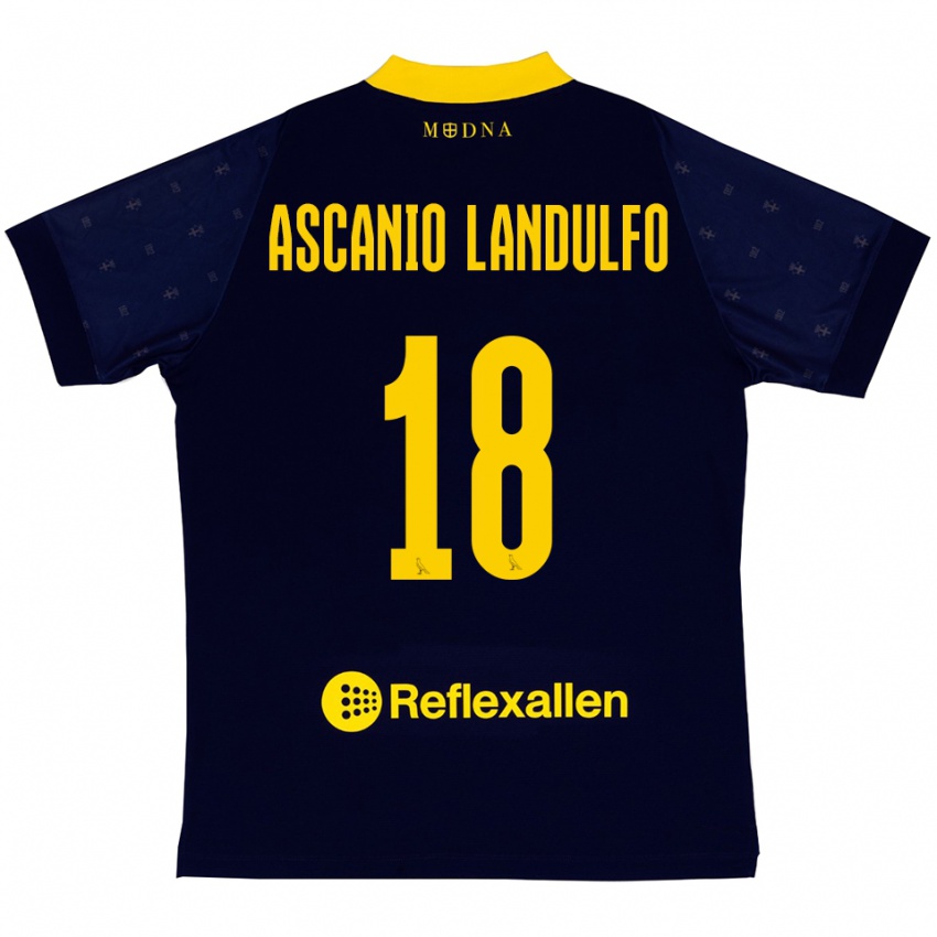 ילדים Gabriele Ascanio Landulfo #18 כחול נייבי צהוב הרחק ג'רזי 2025/26 חולצה קצרה