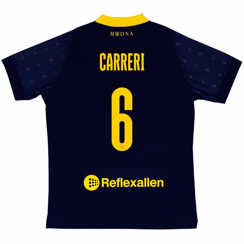 ילדים קרלו קאררי #6 כחול נייבי צהוב הרחק ג'רזי 2025/26 חולצה קצרה