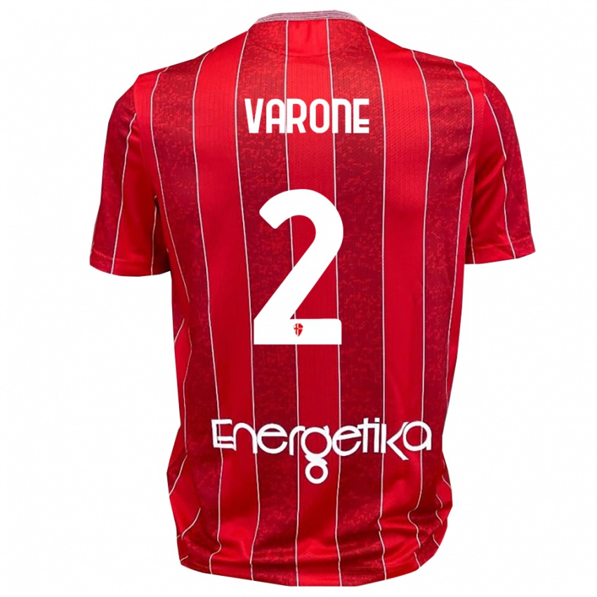 ילדים Francesco Varone #2 אדום לבן הרחק ג'רזי 2025/26 חולצה קצרה