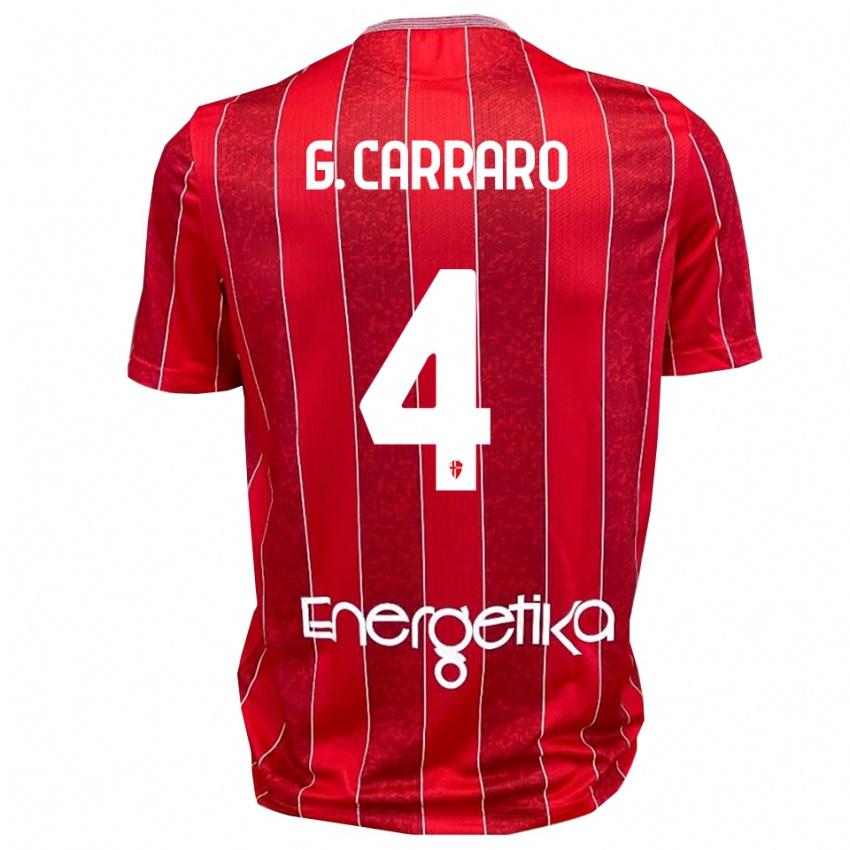 ילדים Giulio Carraro #4 אדום לבן הרחק ג'רזי 2025/26 חולצה קצרה