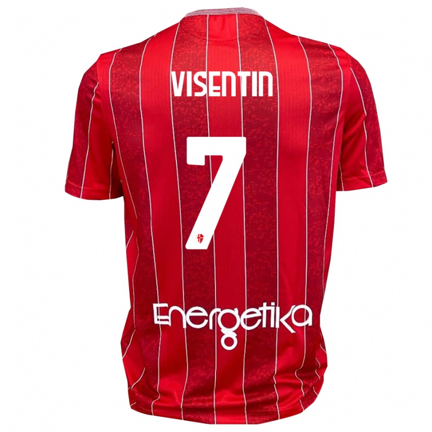 ילדים Filippo Visentin #7 אדום לבן הרחק ג'רזי 2025/26 חולצה קצרה