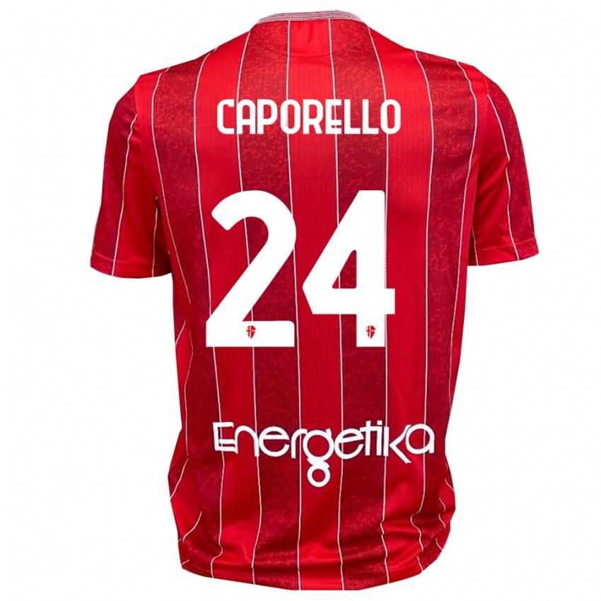 ילדים אדוארדו קפורלו #24 אדום לבן הרחק ג'רזי 2025/26 חולצה קצרה