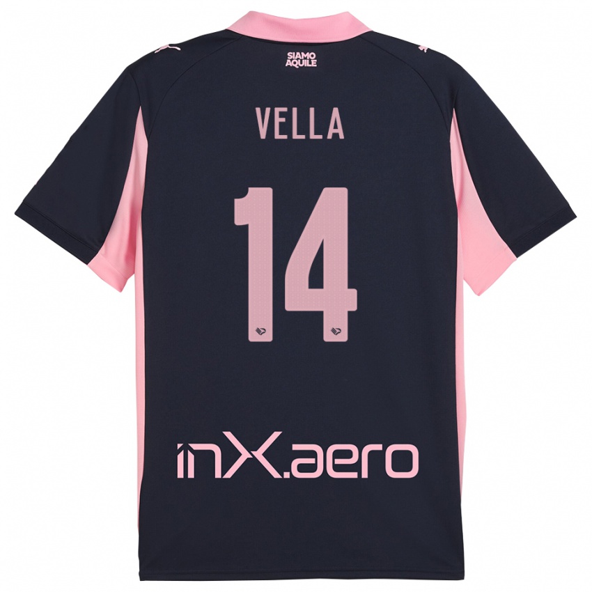 ילדים אנדראס ולה #14 כחול נייבי ורוד הרחק ג'רזי 2025/26 חולצה קצרה