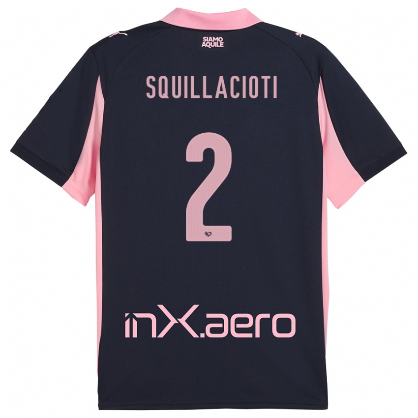 ילדים סלבטורה סקוילאצ׳וטי #2 כחול נייבי ורוד הרחק ג'רזי 2025/26 חולצה קצרה