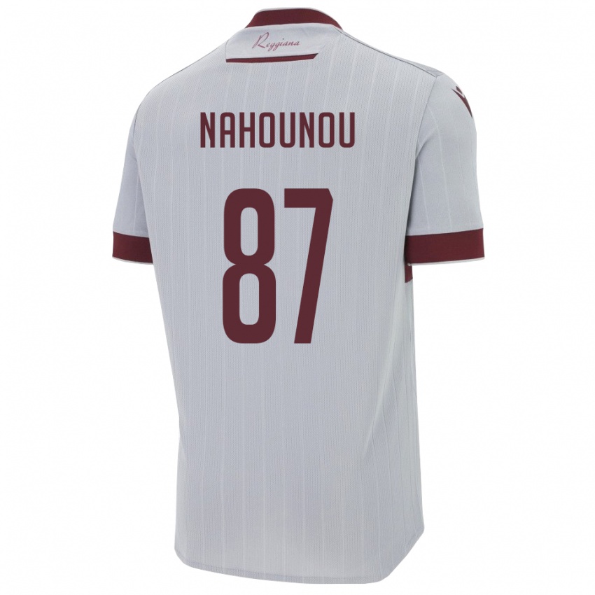 ילדים Yannis Nahounou #87 בורגונדי לבן הרחק ג'רזי 2025/26 חולצה קצרה