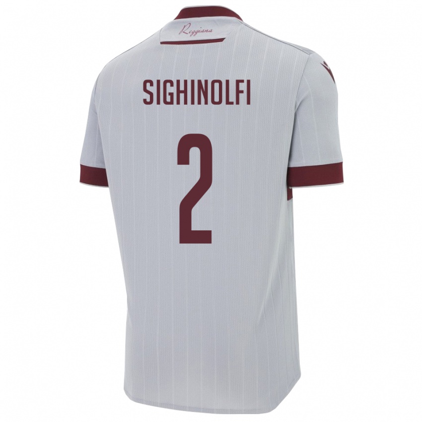 ילדים Andrea Sighinolfi #2 בורגונדי לבן הרחק ג'רזי 2025/26 חולצה קצרה