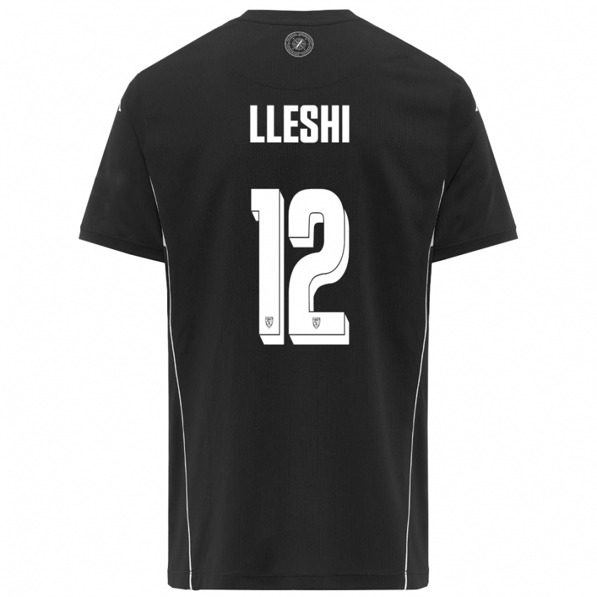 ילדים Leonardo Lleshi #12 שחור לבן הרחק ג'רזי 2025/26 חולצה קצרה