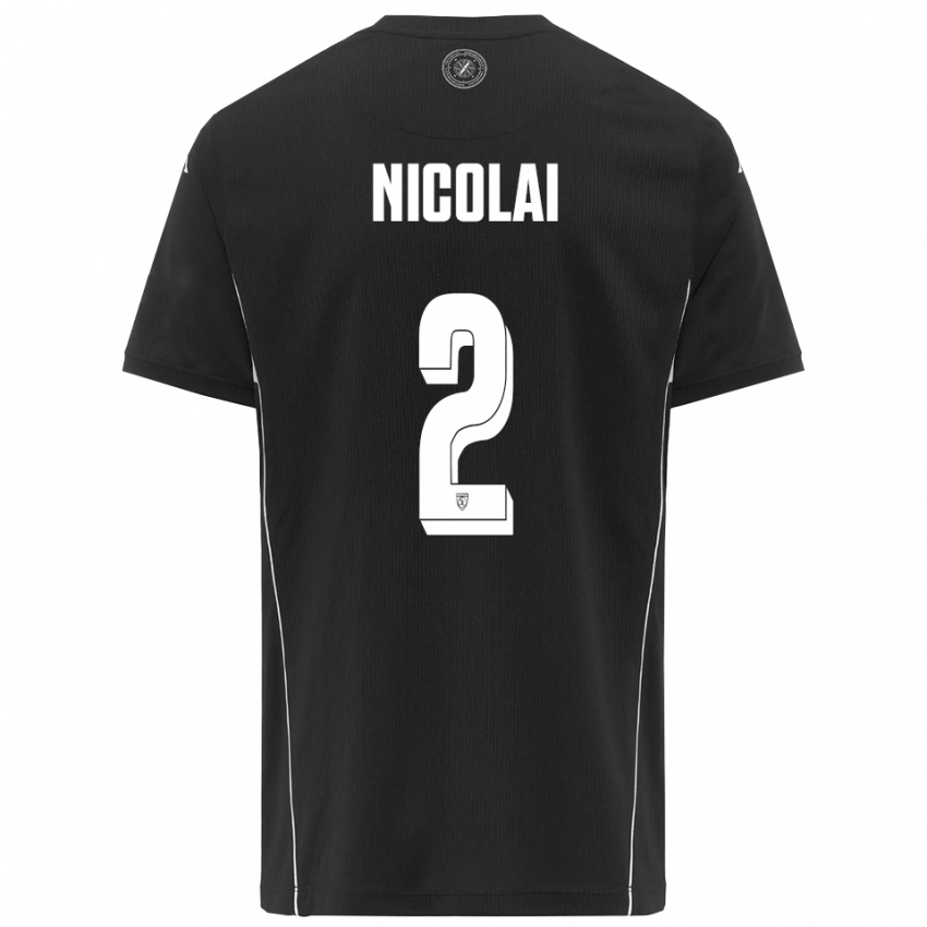 ילדים Gabriele Nicolai #2 שחור לבן הרחק ג'רזי 2025/26 חולצה קצרה